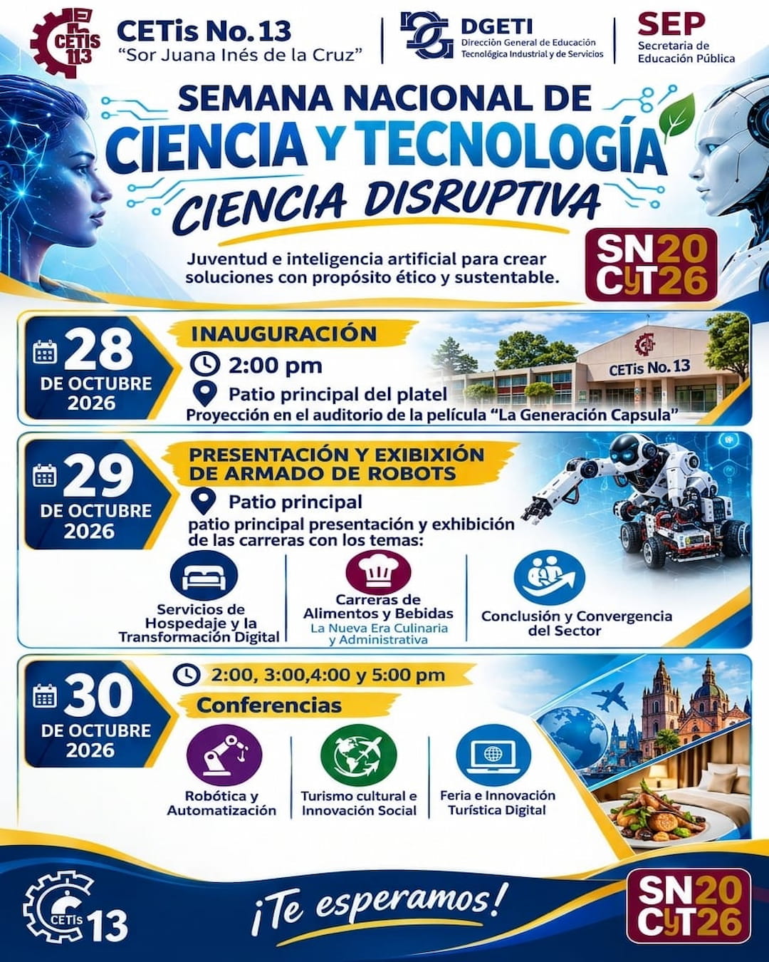 Flyer del CETIS 13 para la Semana de la Ciencia y la Tecnología 2026