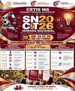 Flyer del CETIS 166 para la Semana de la Ciencia y la Tecnología 2026