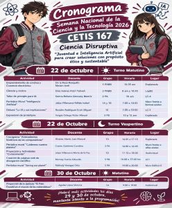Flyer del CETIS 167 para la Semana de la Ciencia y la Tecnología 2026