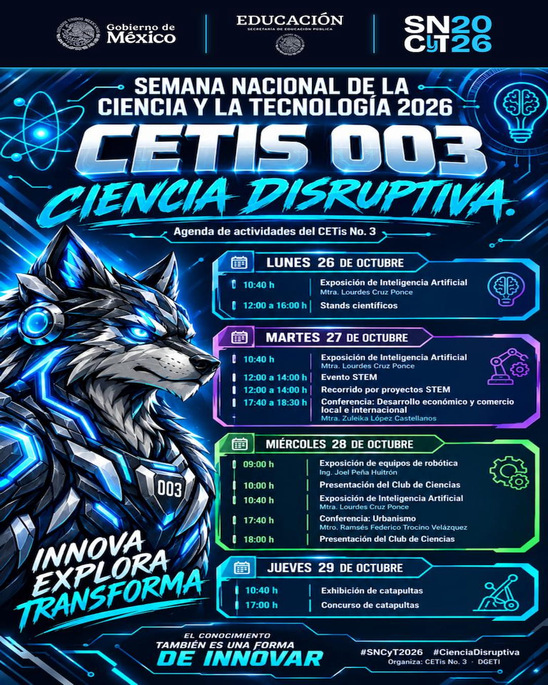 Flyer del CETIS 3 para la Semana de la Ciencia y la Tecnología 2026