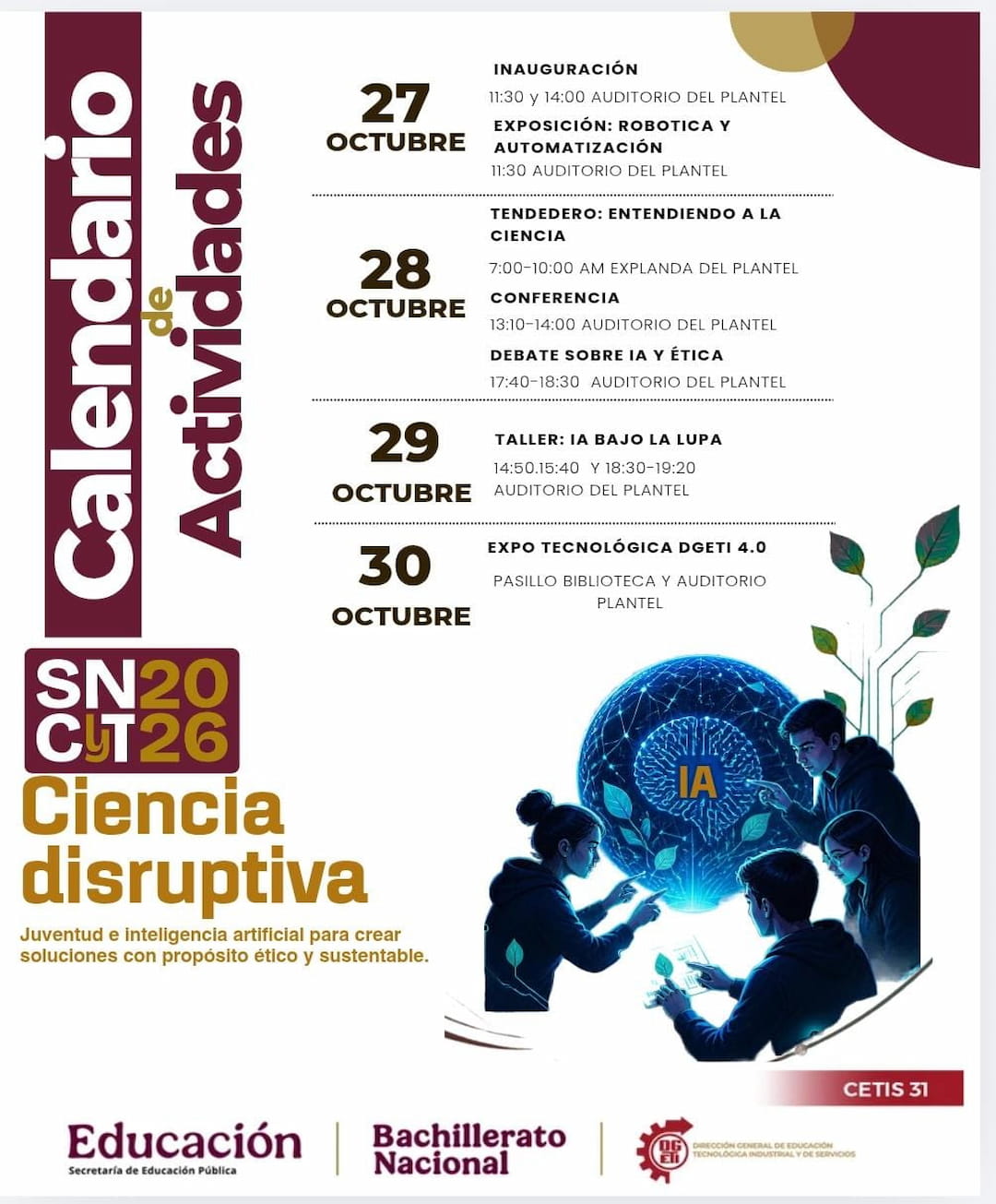 Flyer del CETIS 31 para la Semana de la Ciencia y la Tecnología 2026