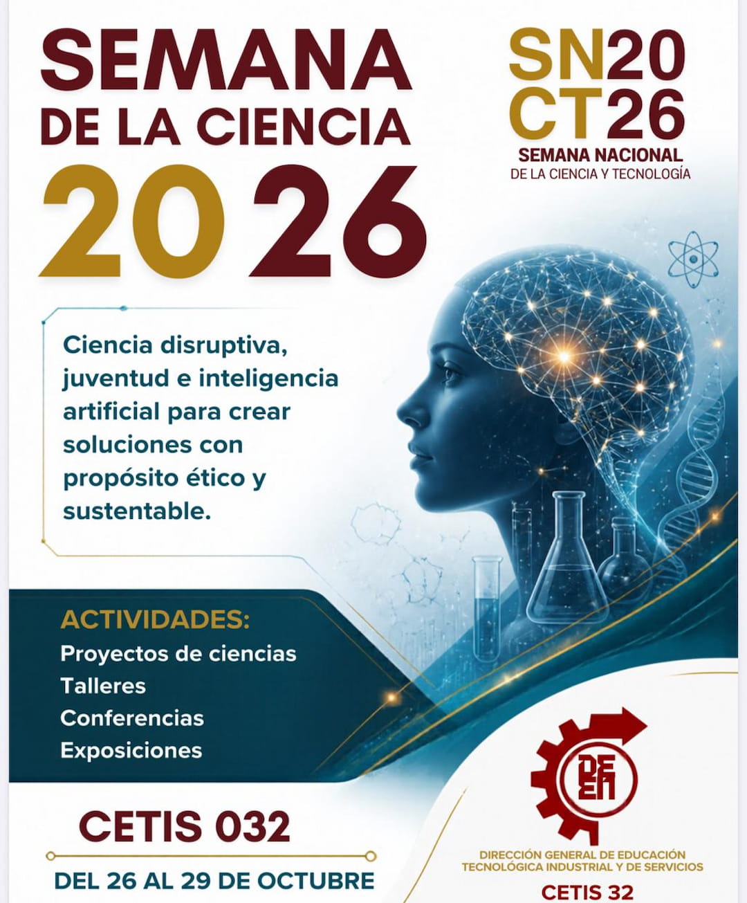 Flyer del CETIS 32 para la Semana de la Ciencia y la Tecnología 2026