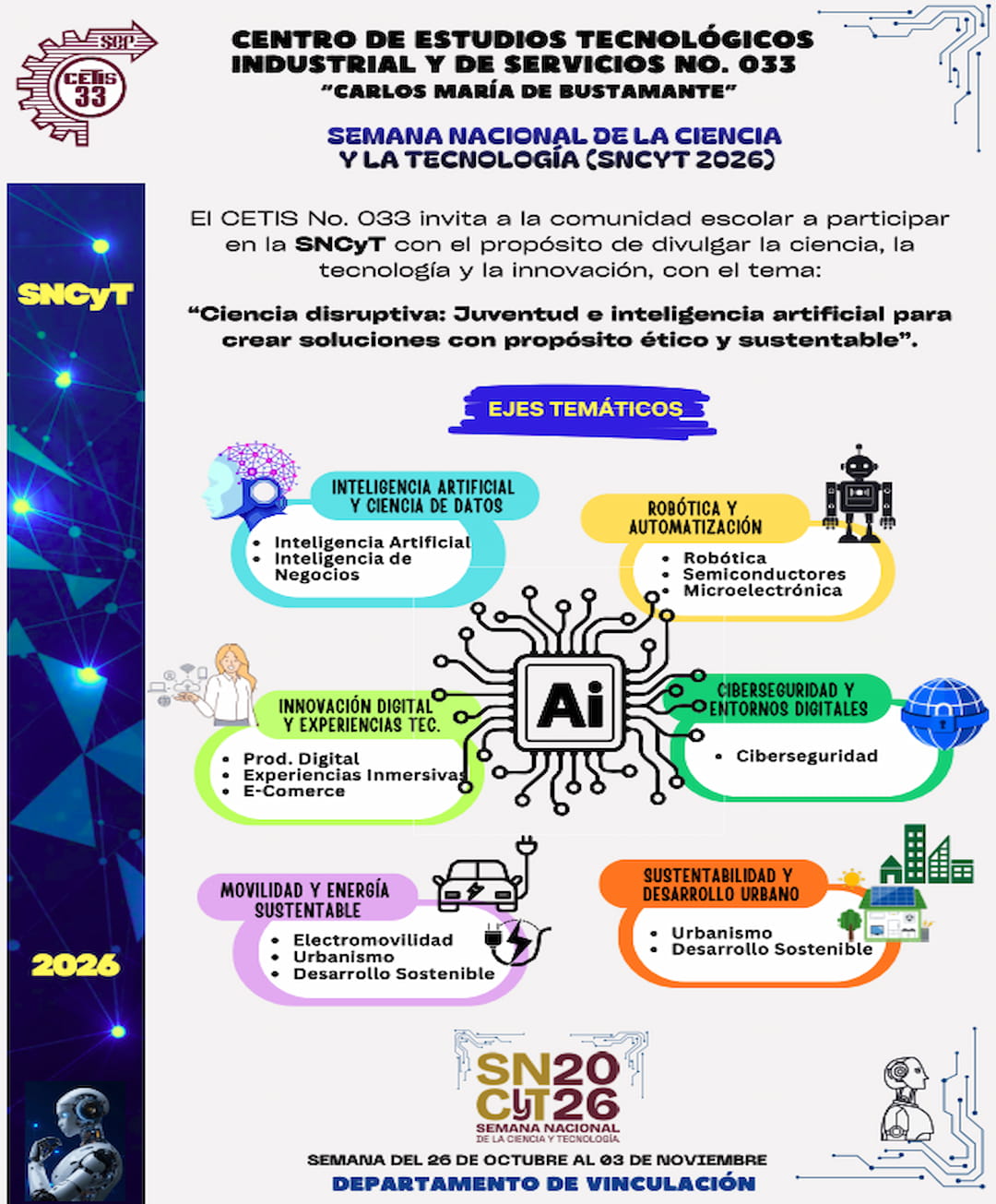 Flyer del CETIS 33 para la Semana de la Ciencia y la Tecnología 2026