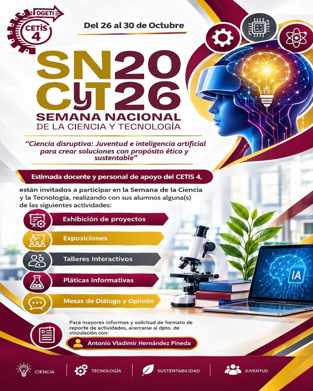 Flyer del CETIS 4 para la Semana de la Ciencia y la Tecnología 2026