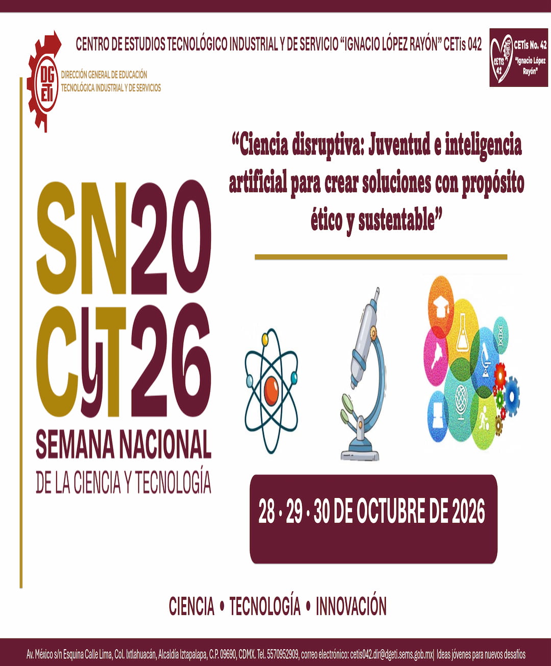 Flyer del CETIS 42 para la Semana de la Ciencia y la Tecnología 2026