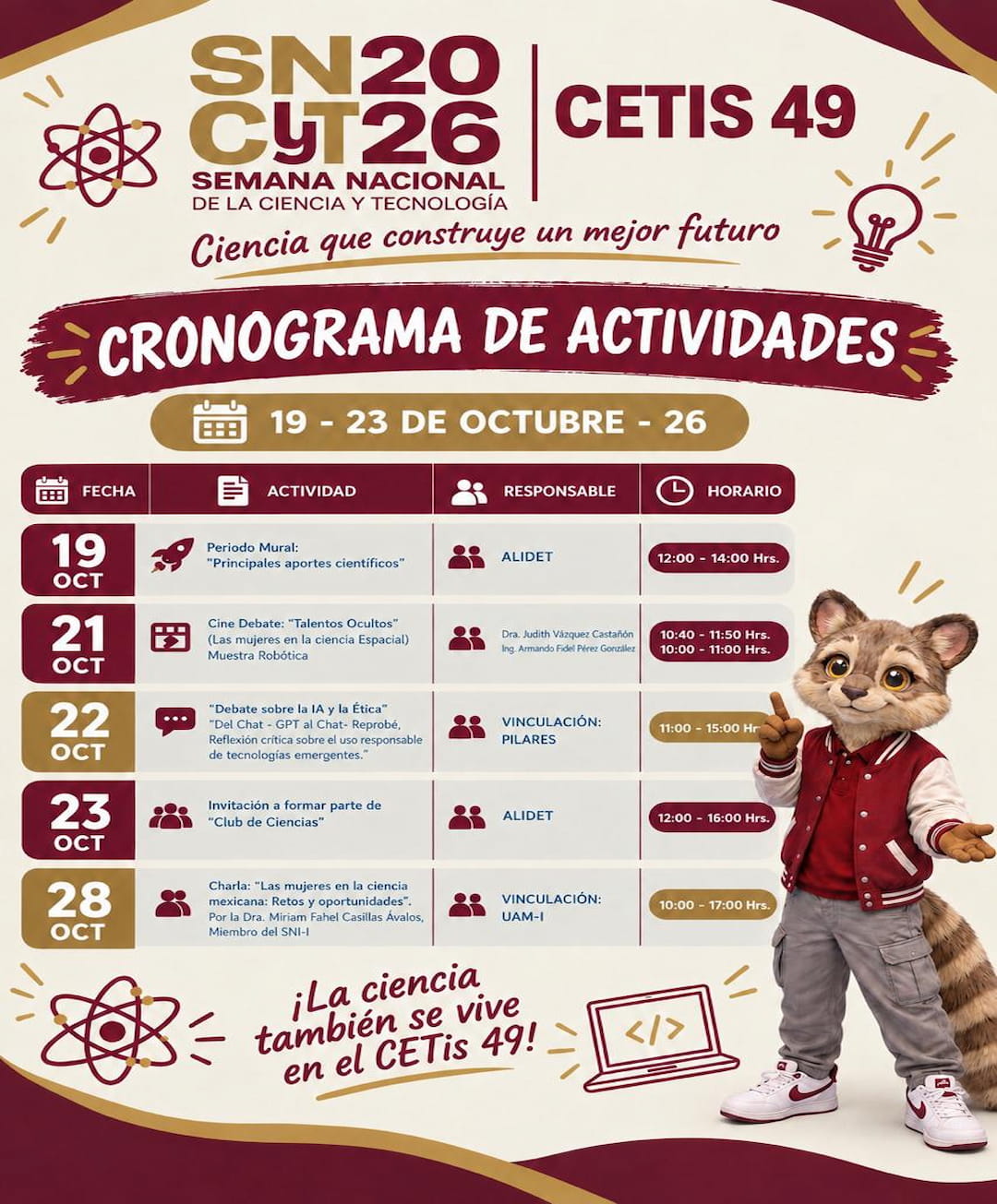 Flyer del CETIS 49 para la Semana de la Ciencia y la Tecnología 2026