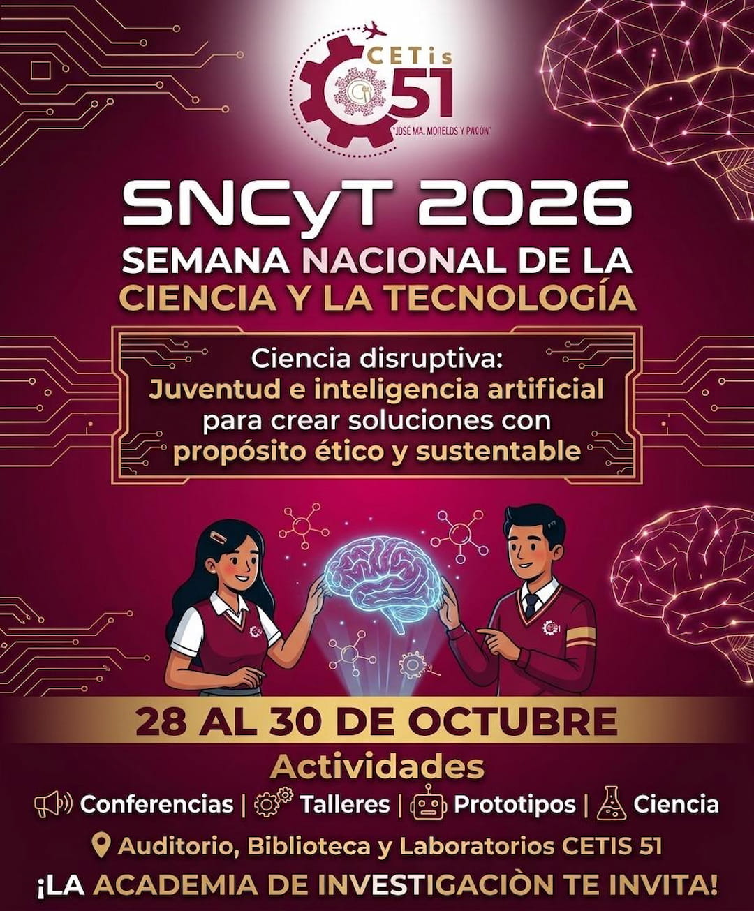 Flyer del CETIS 51 para la Semana de la Ciencia y la Tecnología 2026