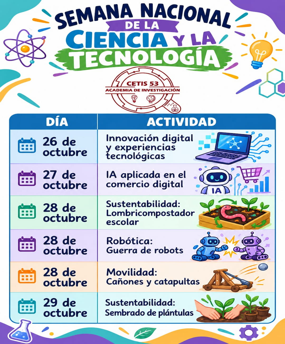 Flyer del CETIS 53 para la Semana de la Ciencia y la Tecnología 2026